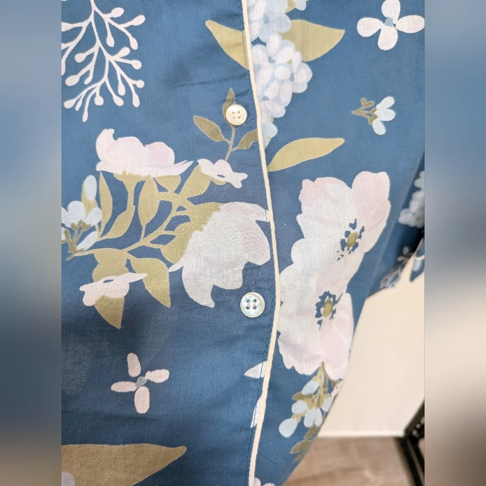 NWT Mahogany Blue Floral Camila Long Sleeve PJ Set 100% Cotton Size 2X - Picture 7 of 15